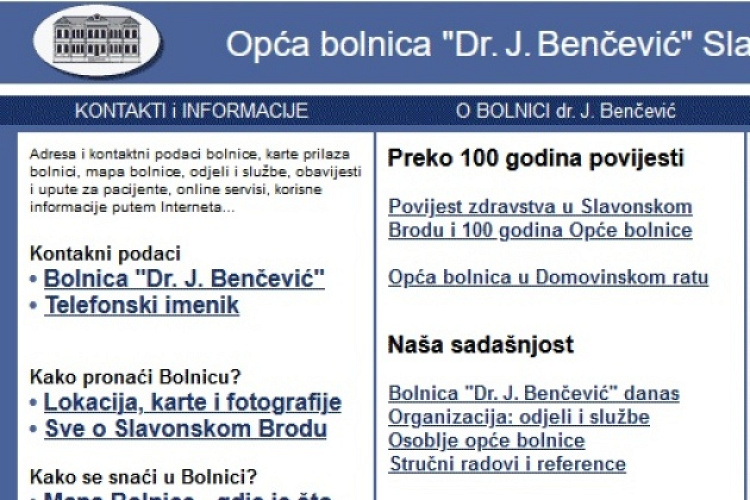2000. Službene web stranice Bolnice i obuka liječnika