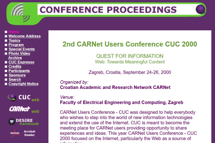 2rd CARNet Users Conference  CUC 2000