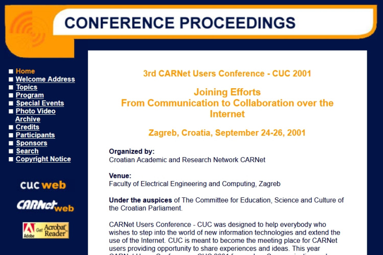 3rd CARNet Users Conference CUC 2001